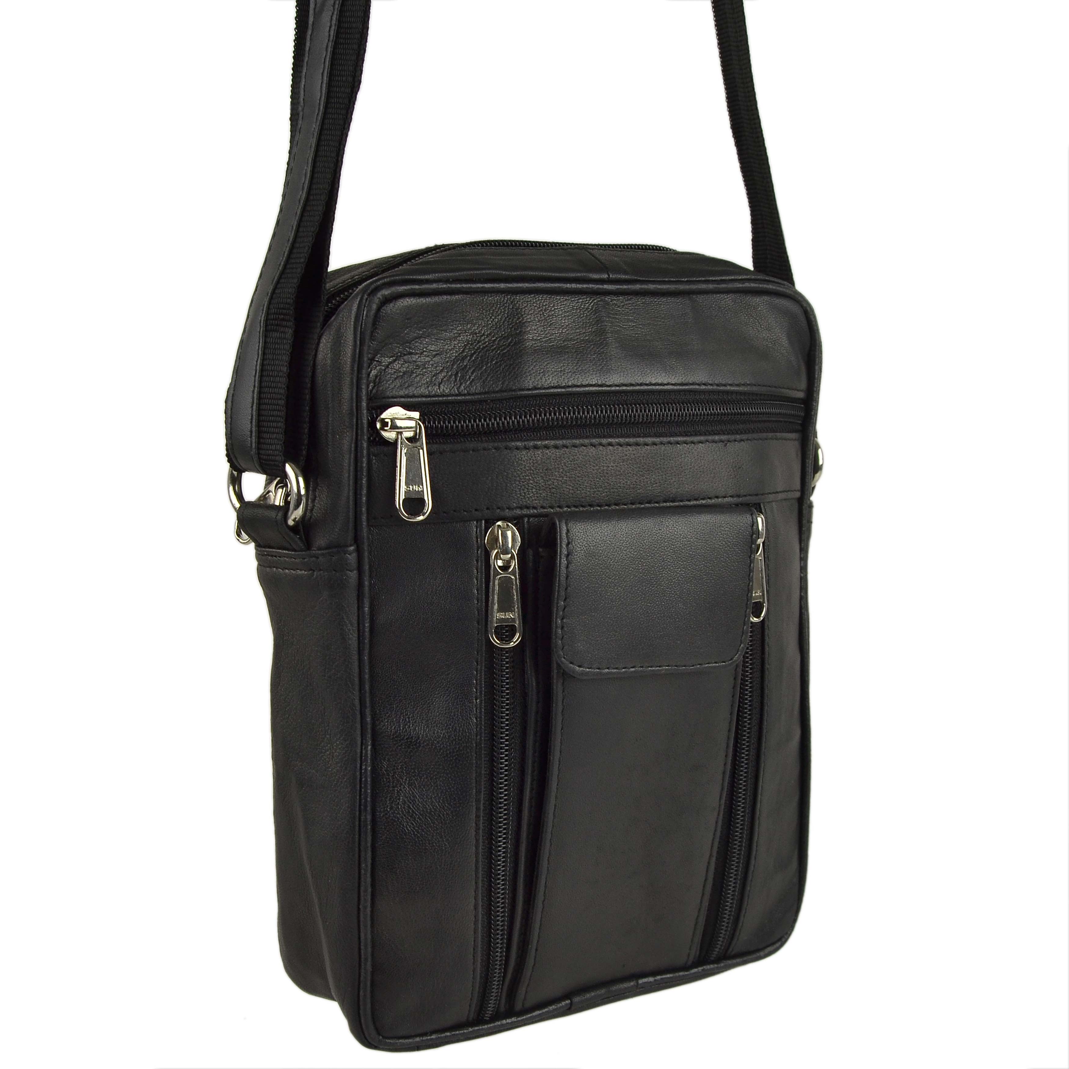 Gents Black Leaher Handy Cross Body Travel Bag Man Bag by Prime Hide ...