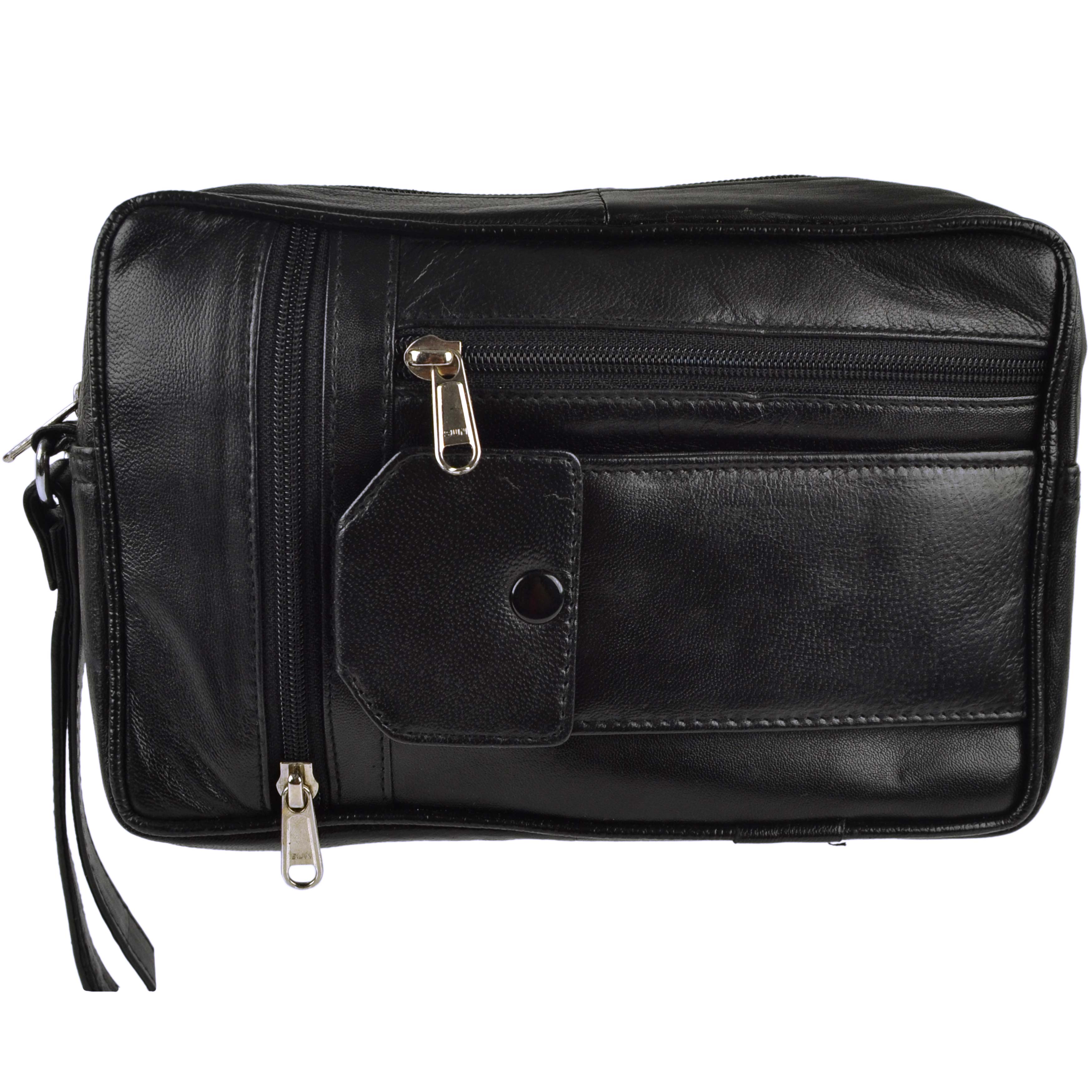 Gents Black Leather Handy Wrist Travel Pouch Manbag by Prime Hide ...