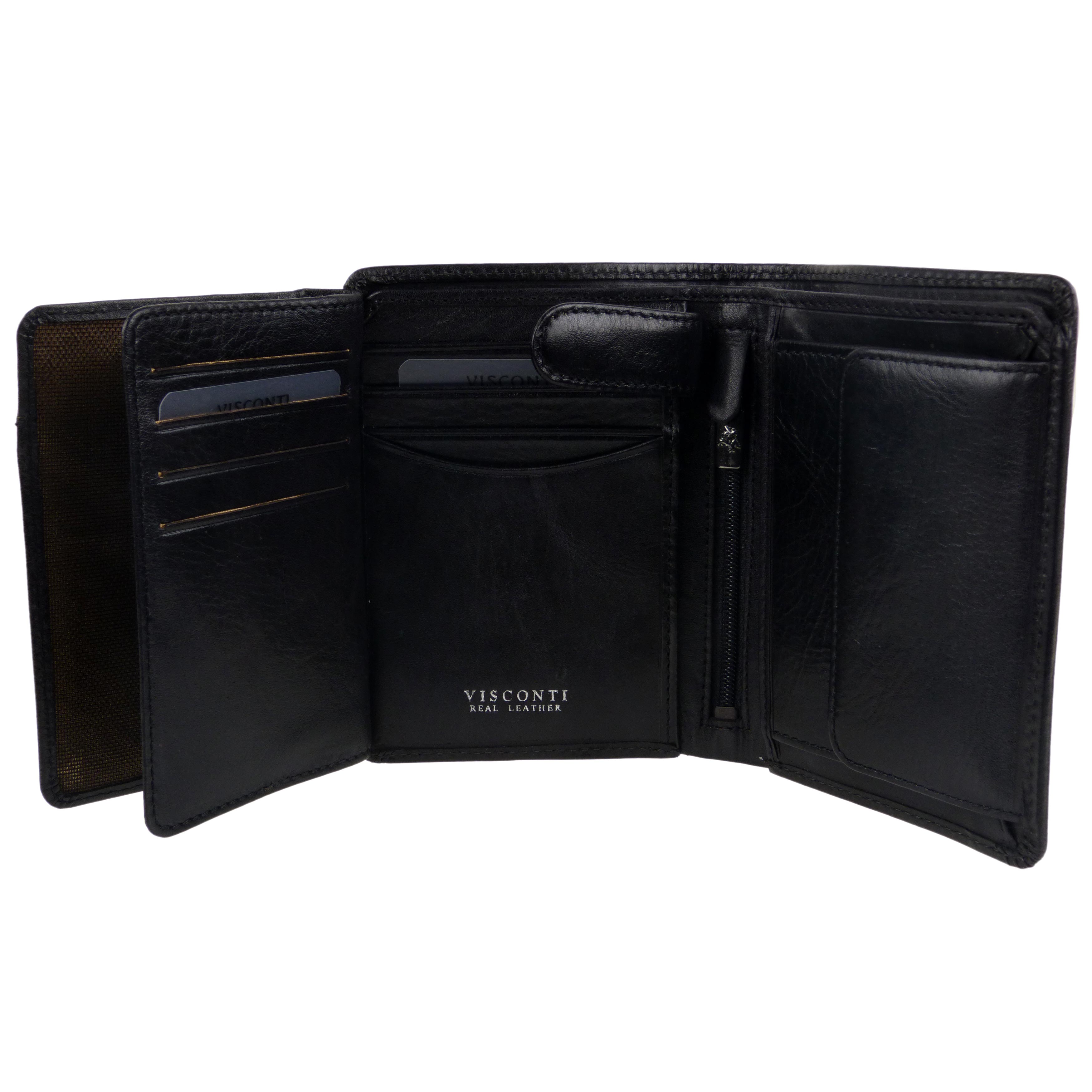 Mens Italian Leather Stylish RFID Protected TriFold Wallet by Visconti