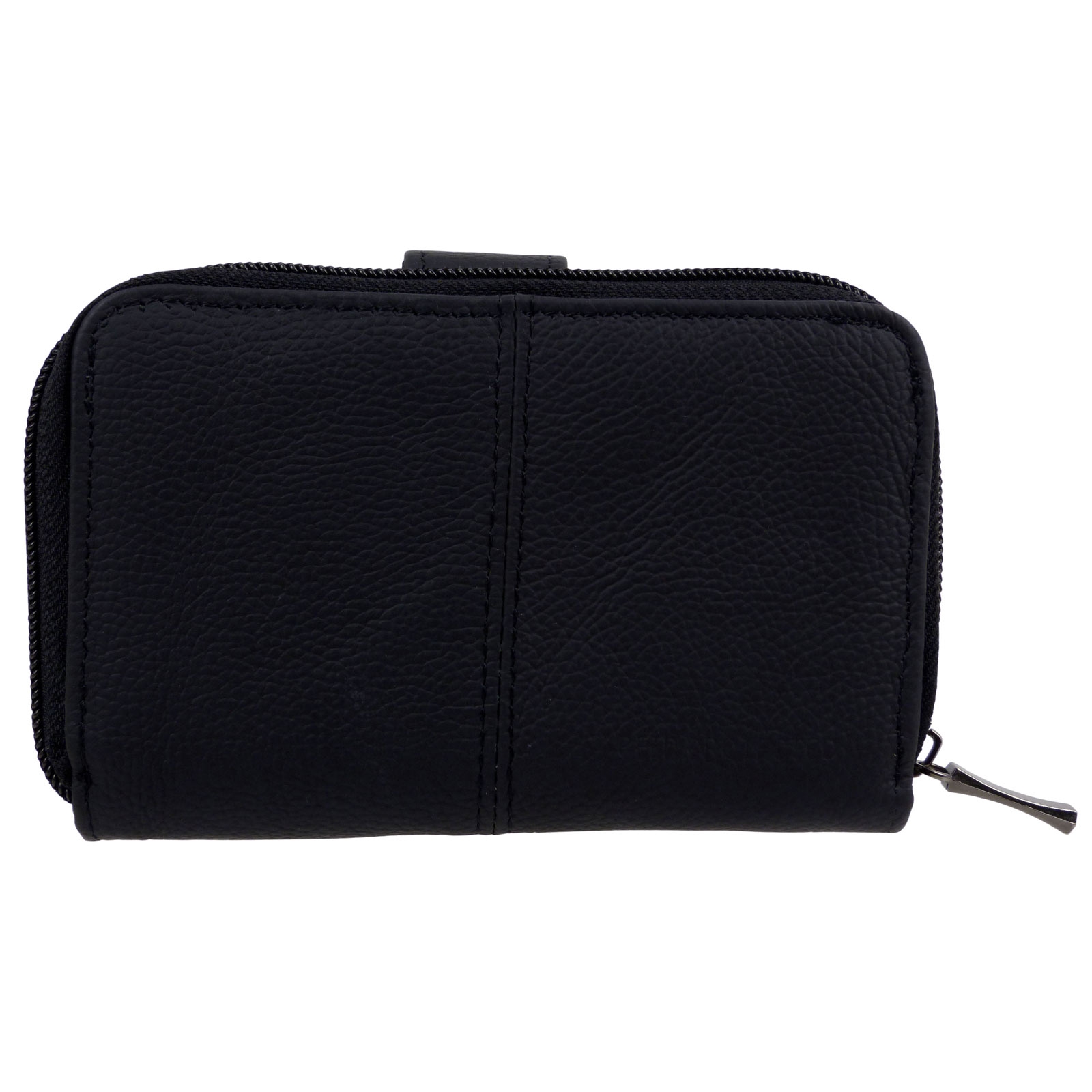 Soft Black Leather Lorenz Coin Purse with Keyring Zipped top & Pocket 