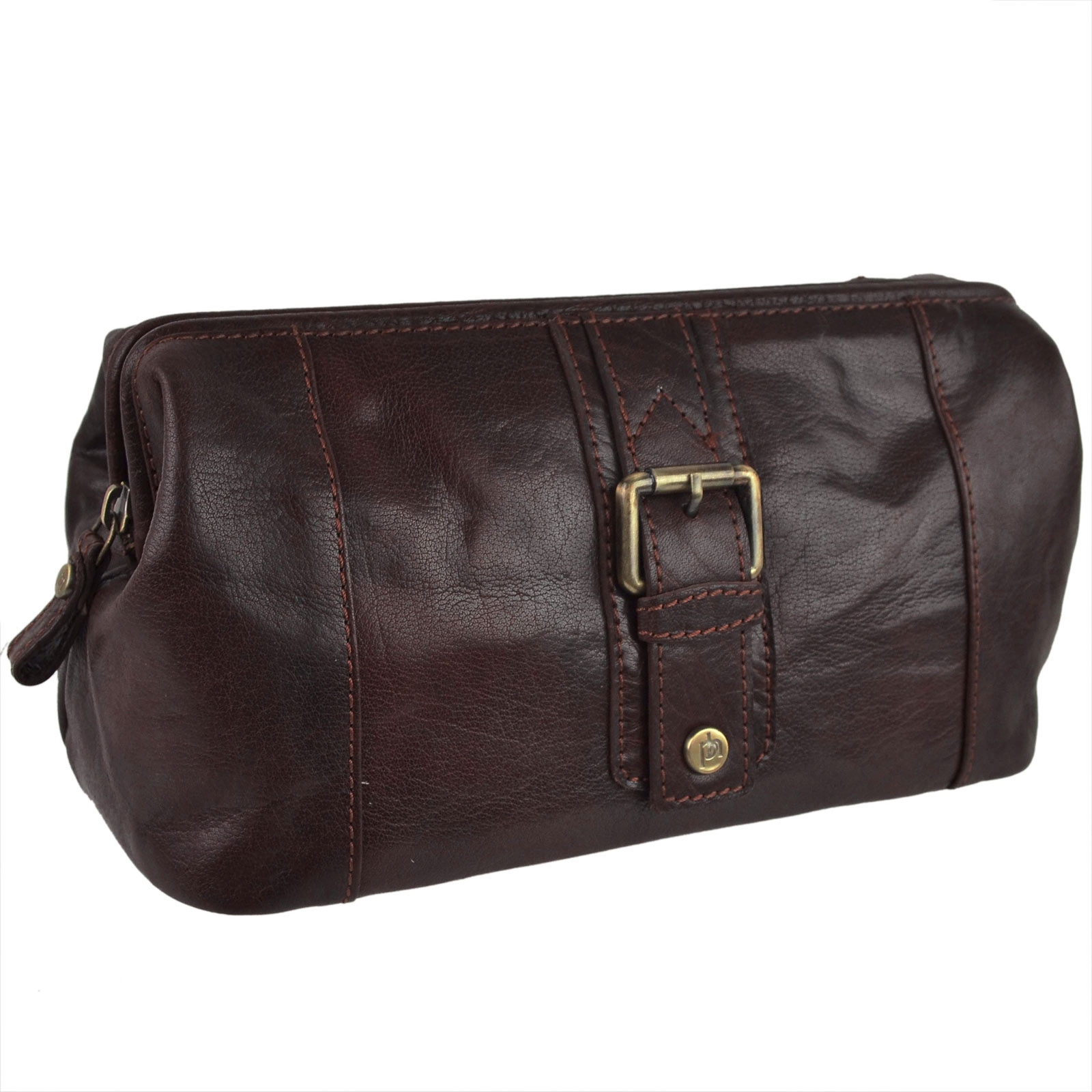Mens Compact Buffalo Leather Top Framed Wash Bag By PrimeHide Travel eBay
