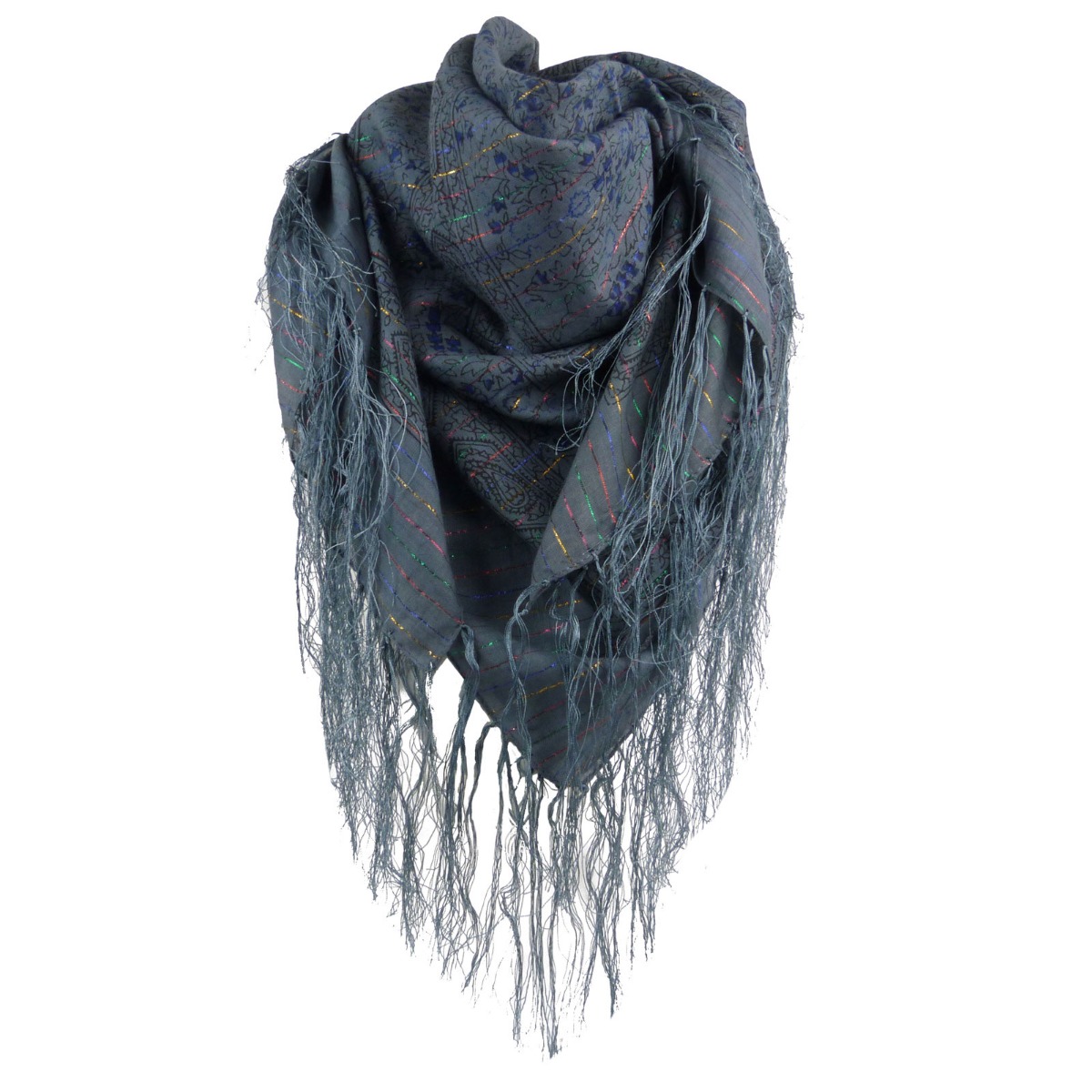 Ladies Sparkly Lurex Thread Paisley Tassels Square Shawl Scarf Wrap eBay