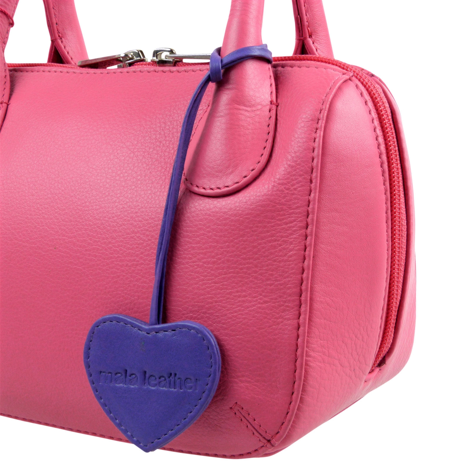 Ladies Leather Twin Handle Mini Grab Bag by Mala; Anishka Collection