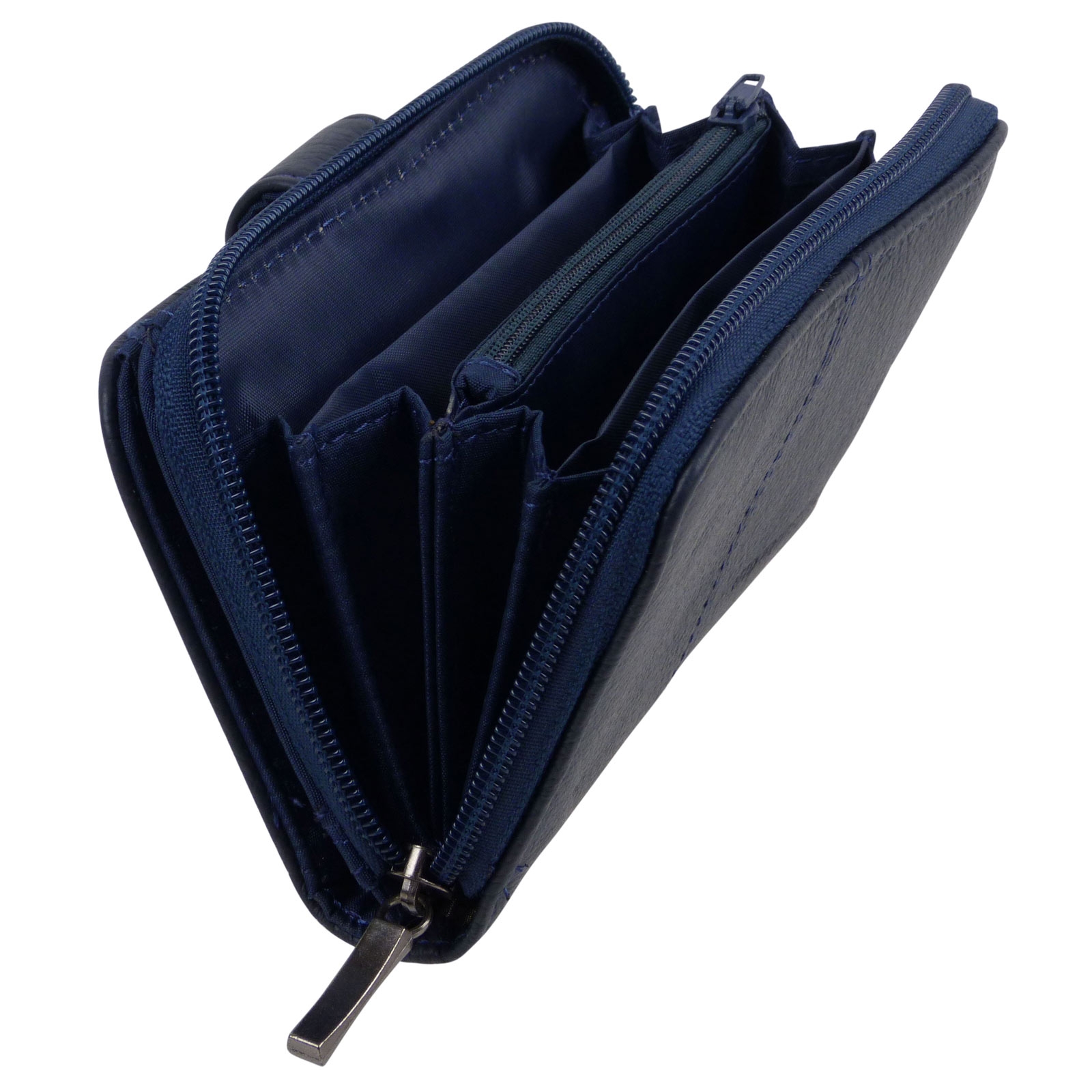 Lorenz Leather Coin Purse With Keyring - Black, Zip-Around Wallet Pouch For Women And Men